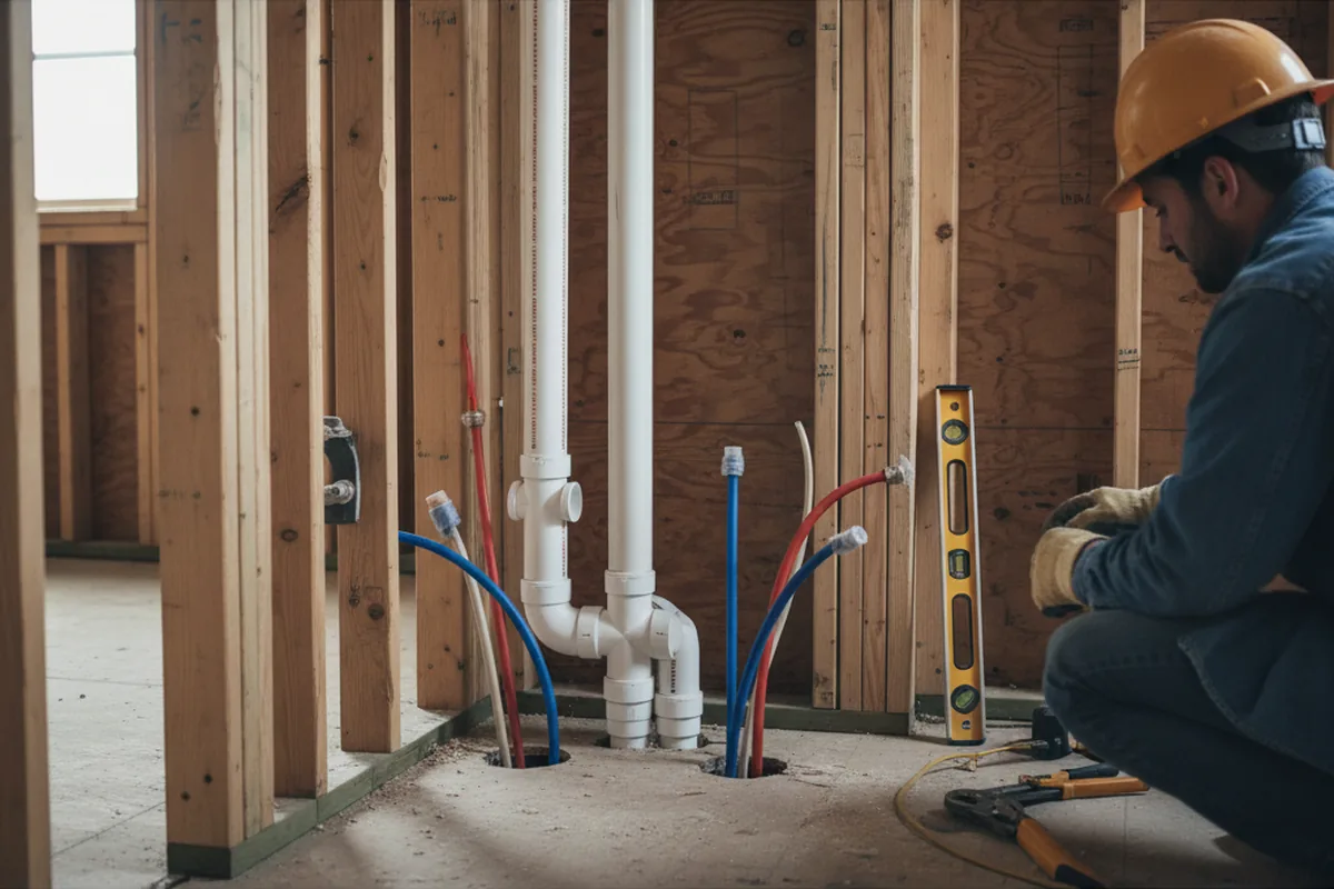 Drain and supply rough-in during Sump Pump Repair in Exton
