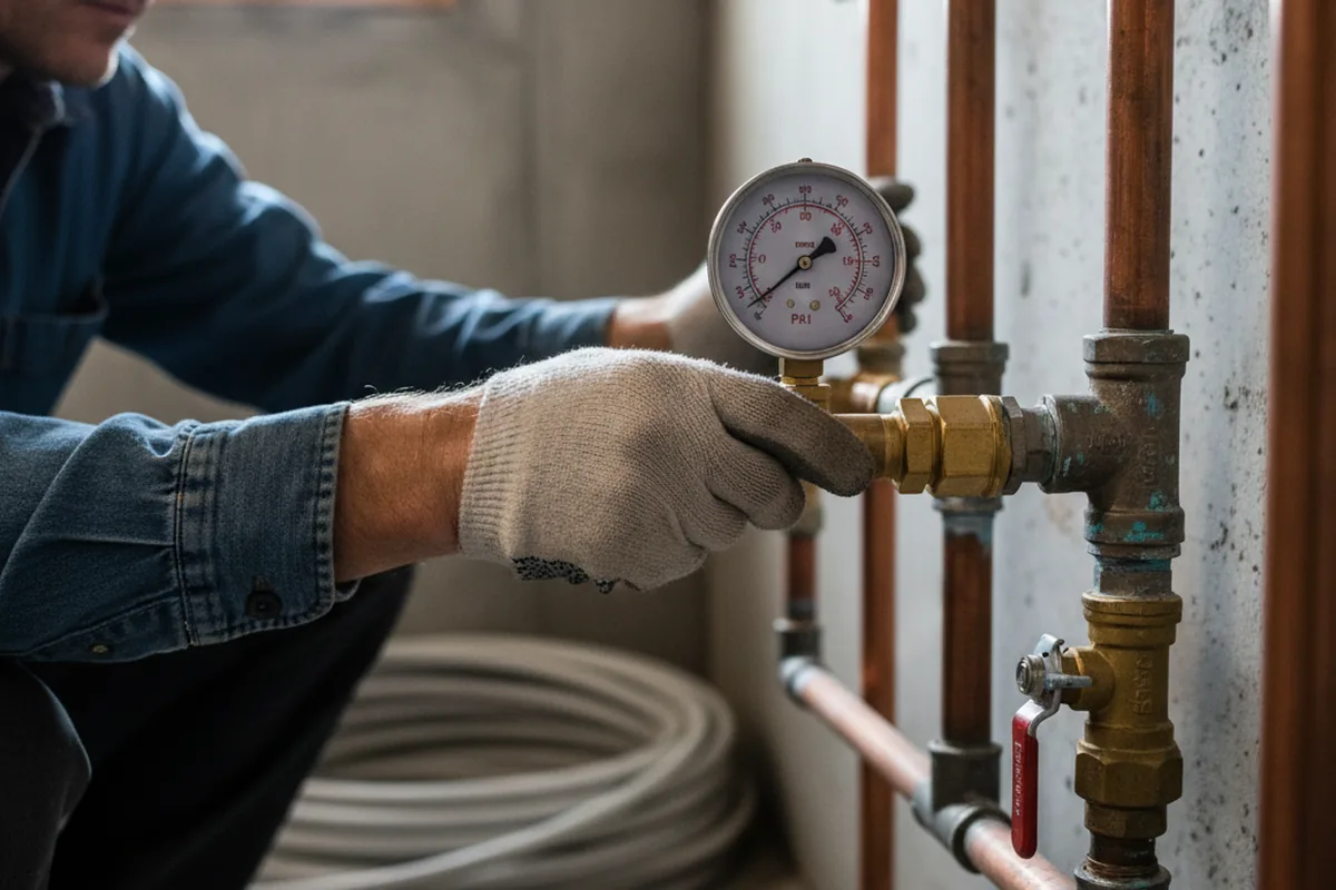 Pressure testing a repaired line during Water Line Repair in Exton